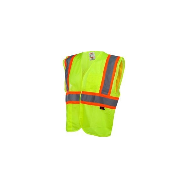 Gss Safety GSS Safety 1007 Standard Class 2 Two Tone Mesh Hook & Loop Safety Vest, Lime, Large 1007-LG - main